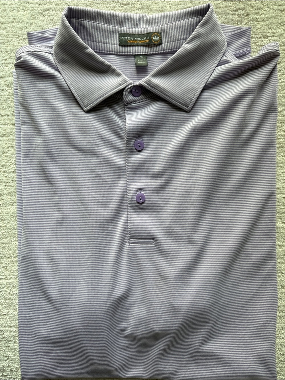 Peter Millar Summer Comfort Lavender Micro-Stripe Performance Polo